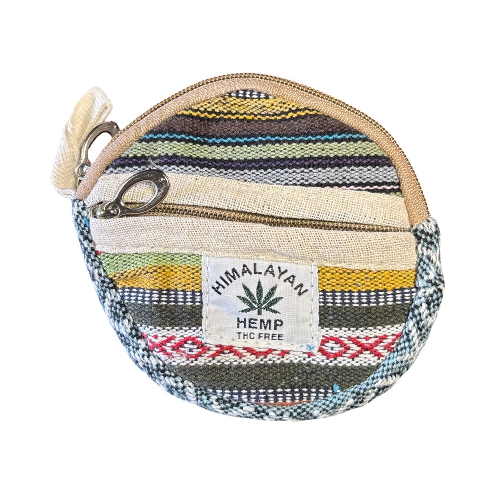 Himalayan Hemp Round Zip Coin Pouch